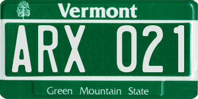 VT license plate ARX021