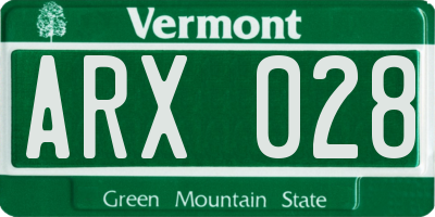 VT license plate ARX028