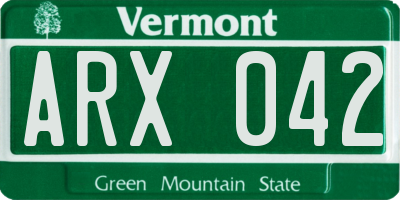VT license plate ARX042