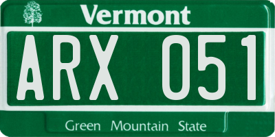 VT license plate ARX051