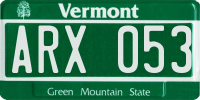 VT license plate ARX053