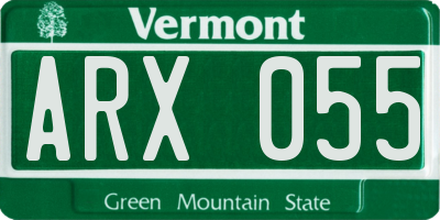 VT license plate ARX055