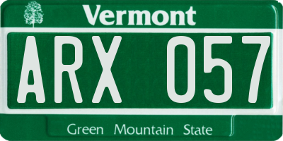 VT license plate ARX057