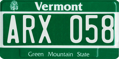 VT license plate ARX058