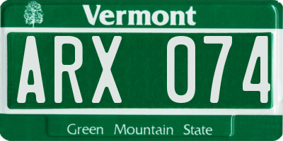 VT license plate ARX074