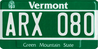 VT license plate ARX080