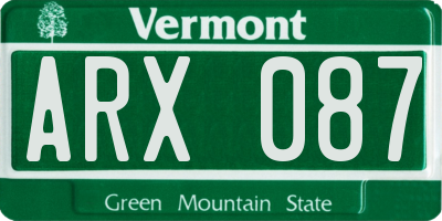 VT license plate ARX087