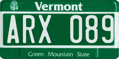 VT license plate ARX089