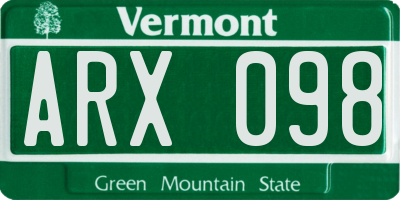 VT license plate ARX098