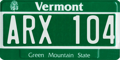 VT license plate ARX104