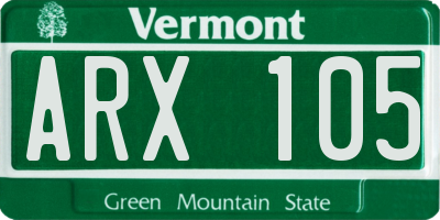 VT license plate ARX105