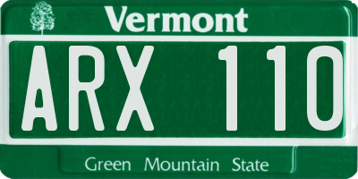 VT license plate ARX110