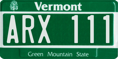 VT license plate ARX111