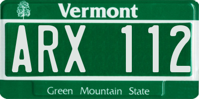 VT license plate ARX112