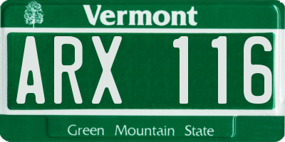 VT license plate ARX116