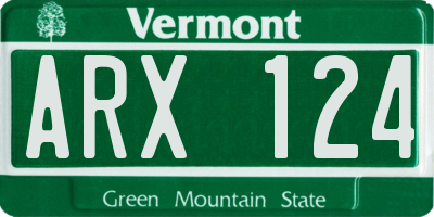 VT license plate ARX124
