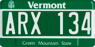 VT license plate ARX134