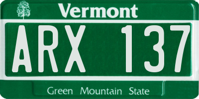 VT license plate ARX137