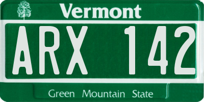 VT license plate ARX142