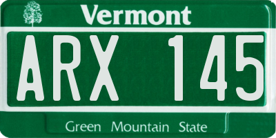 VT license plate ARX145