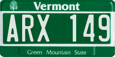 VT license plate ARX149