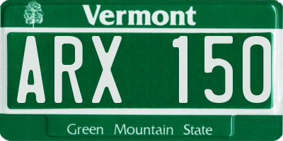 VT license plate ARX150