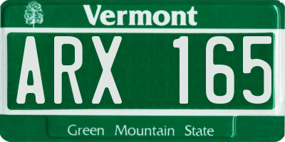 VT license plate ARX165