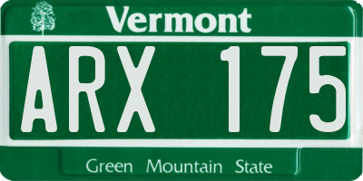 VT license plate ARX175