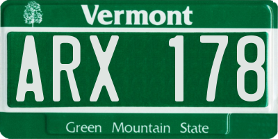 VT license plate ARX178