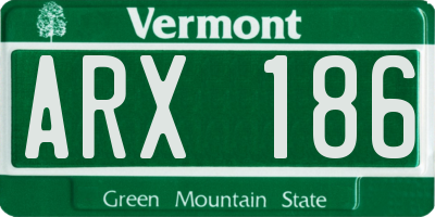 VT license plate ARX186