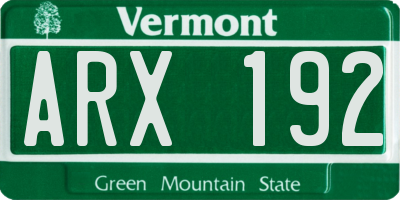 VT license plate ARX192