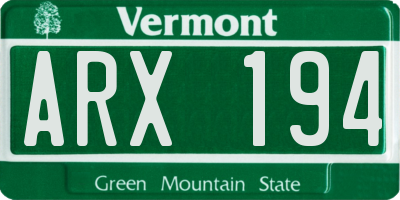VT license plate ARX194