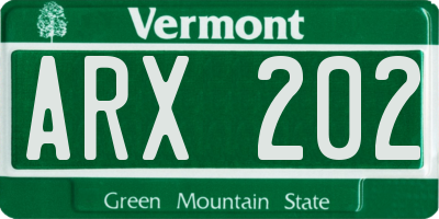 VT license plate ARX202