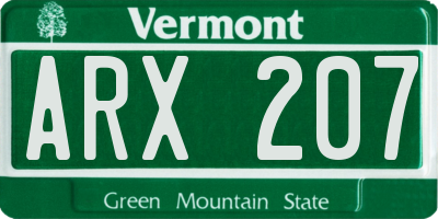 VT license plate ARX207