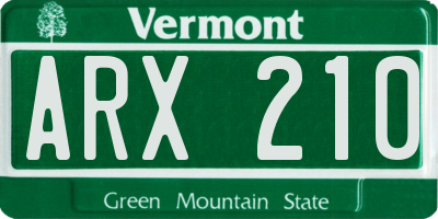 VT license plate ARX210