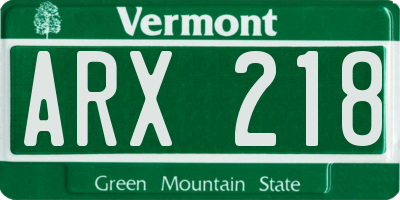 VT license plate ARX218