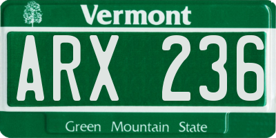 VT license plate ARX236