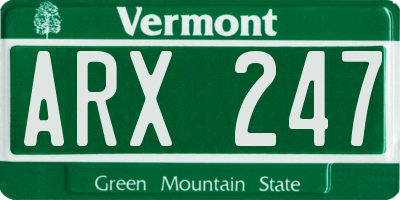 VT license plate ARX247
