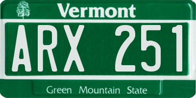 VT license plate ARX251