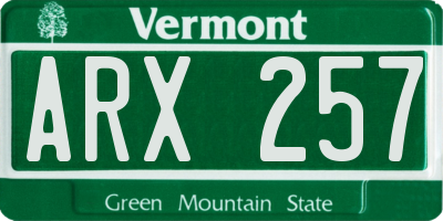 VT license plate ARX257