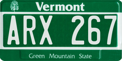VT license plate ARX267