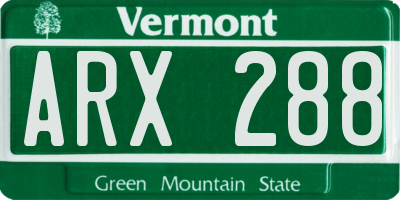 VT license plate ARX288