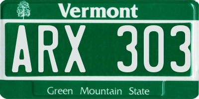 VT license plate ARX303