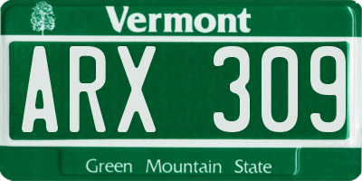 VT license plate ARX309