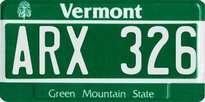 VT license plate ARX326