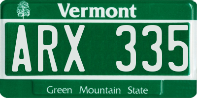 VT license plate ARX335