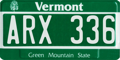 VT license plate ARX336