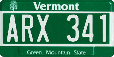 VT license plate ARX341