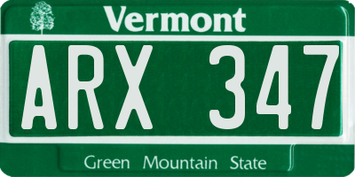 VT license plate ARX347