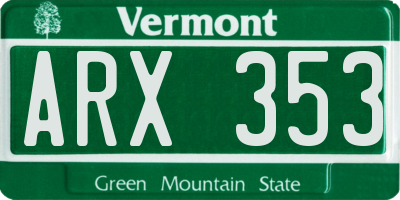 VT license plate ARX353